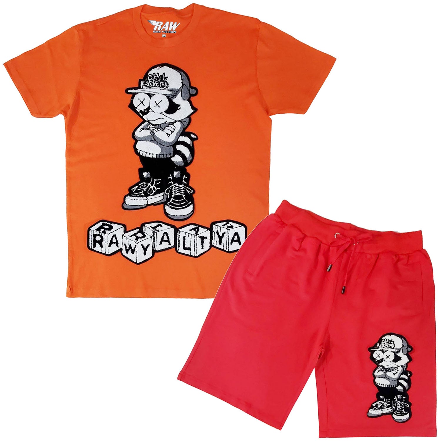 Men Cash Addicted Chenille Crew Neck T-Shirts and Cotton Shorts Set - Rawyalty Clothing