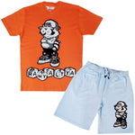 Men Cash Addicted Chenille Crew Neck T-Shirts and Cotton Shorts Set - Rawyalty Clothing