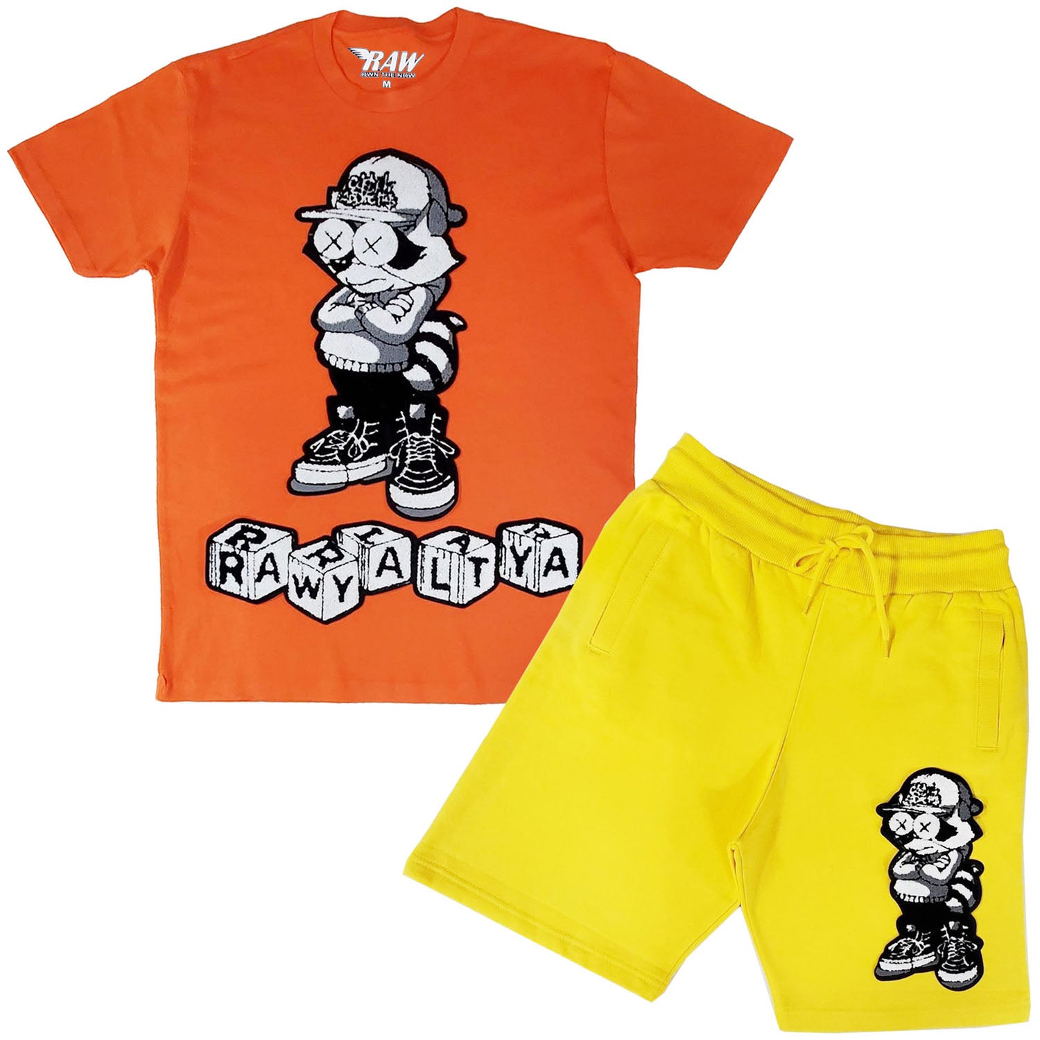 Men Cash Addicted Chenille Crew Neck T-Shirts and Cotton Shorts Set - Rawyalty Clothing