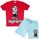 Men Cash Addicted Chenille Crew Neck T-Shirts and Cotton Shorts Set - Rawyalty Clothing