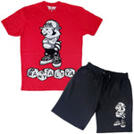 Men Cash Addicted Chenille Crew Neck T-Shirts and Cotton Shorts Set - Rawyalty Clothing