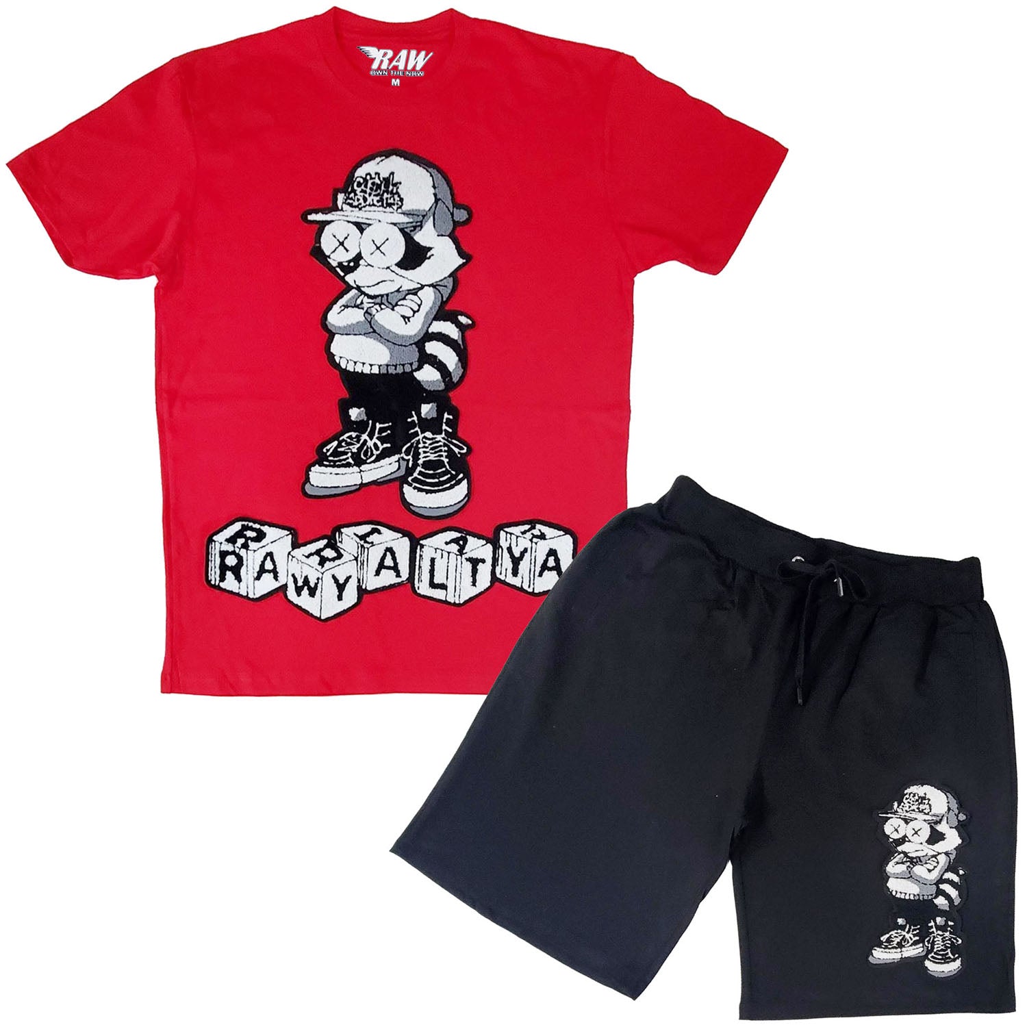 Men Cash Addicted Chenille Crew Neck T-Shirts and Cotton Shorts Set - Rawyalty Clothing