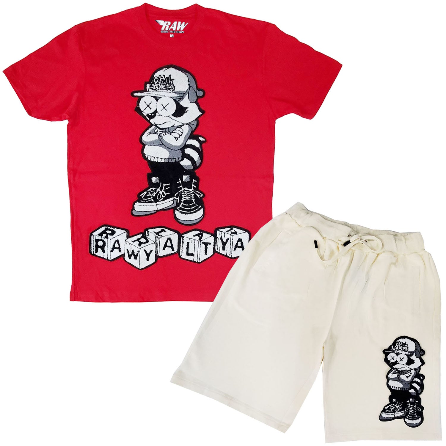 Men Cash Addicted Chenille Crew Neck T-Shirts and Cotton Shorts Set - Rawyalty Clothing