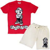 Men Cash Addicted Chenille Crew Neck T-Shirts and Cotton Shorts Set - Rawyalty Clothing