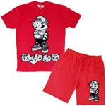 Men Cash Addicted Chenille Crew Neck T-Shirts and Cotton Shorts Set - Rawyalty Clothing
