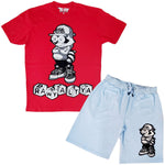 Men Cash Addicted Chenille Crew Neck T-Shirts and Cotton Shorts Set - Rawyalty Clothing