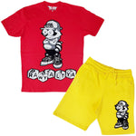 Men Cash Addicted Chenille Crew Neck T-Shirts and Cotton Shorts Set - Rawyalty Clothing