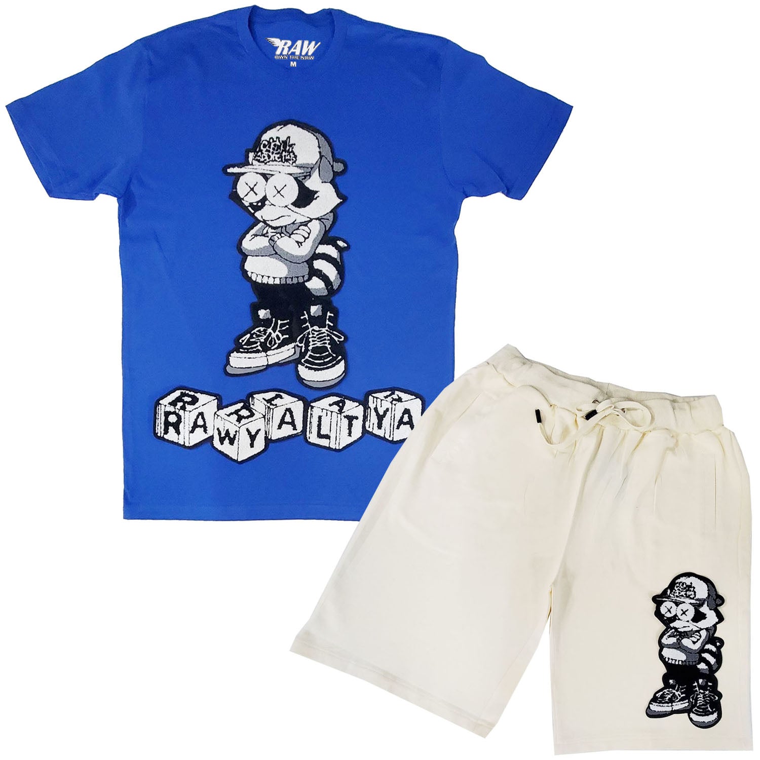 Men Cash Addicted Chenille Crew Neck T-Shirts and Cotton Shorts Set - Rawyalty Clothing