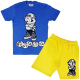 Men Cash Addicted Chenille Crew Neck T-Shirts and Cotton Shorts Set - Rawyalty Clothing