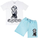 Men Cash Addicted Chenille Crew Neck T-Shirts and Cotton Shorts Set - Rawyalty Clothing