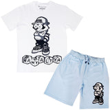 Men Cash Addicted Chenille Crew Neck T-Shirts and Cotton Shorts Set - Rawyalty Clothing