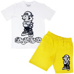 Men Cash Addicted Chenille Crew Neck T-Shirts and Cotton Shorts Set - Rawyalty Clothing