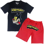 Men Cash Chenille Crew Neck T-Shirts and Cotton Shorts Set - Rawyalty Clothing