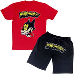 Men Cash Chenille Crew Neck T-Shirts and Cotton Shorts Set - Rawyalty Clothing