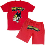 Men Cash Chenille Crew Neck T-Shirts and Cotton Shorts Set - Rawyalty Clothing