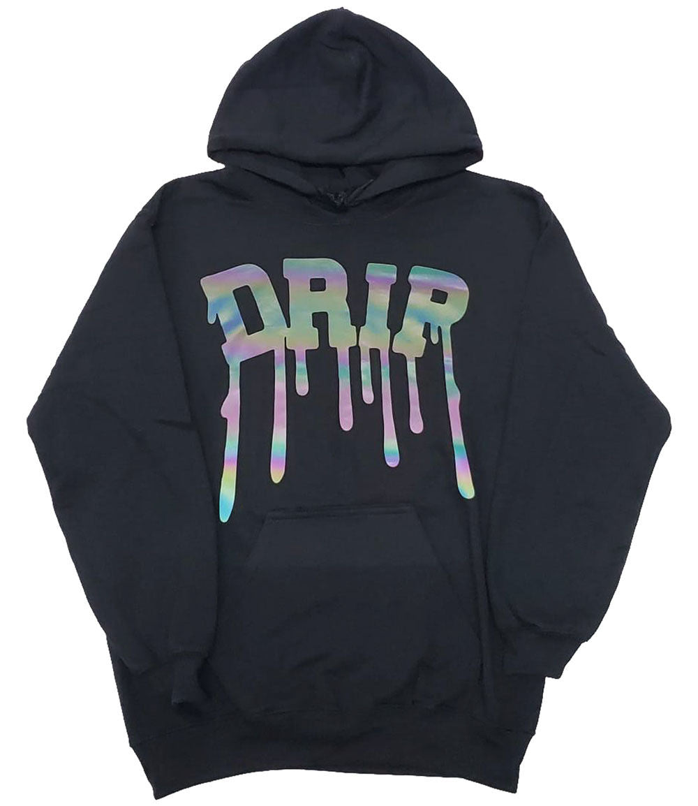 Men Iridescent Drip Hoodie - Black - Rawyalty Clothing