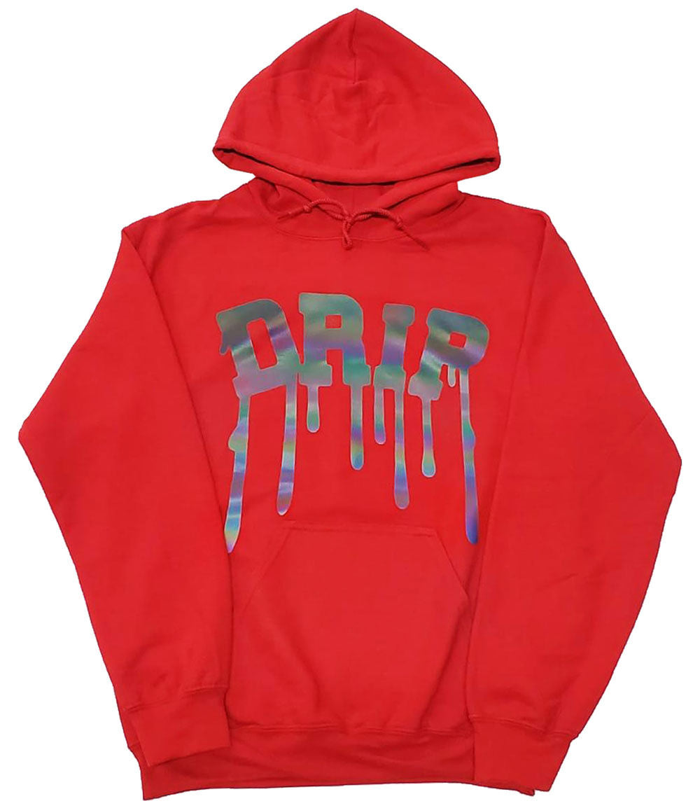 Men Iridescent Drip Hoodie - Red - Rawyalty Clothing