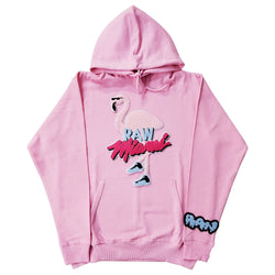 Men Flamingo Chenille Hoodie - Rawyalty Clothing