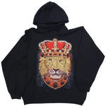 Men Lion Crown Hand Made Sequin Hoodie - Black - Rawyalty Clothing