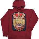 Men Lion Crown Hand Made Sequin Hoodie - Maroon - Rawyalty Clothing