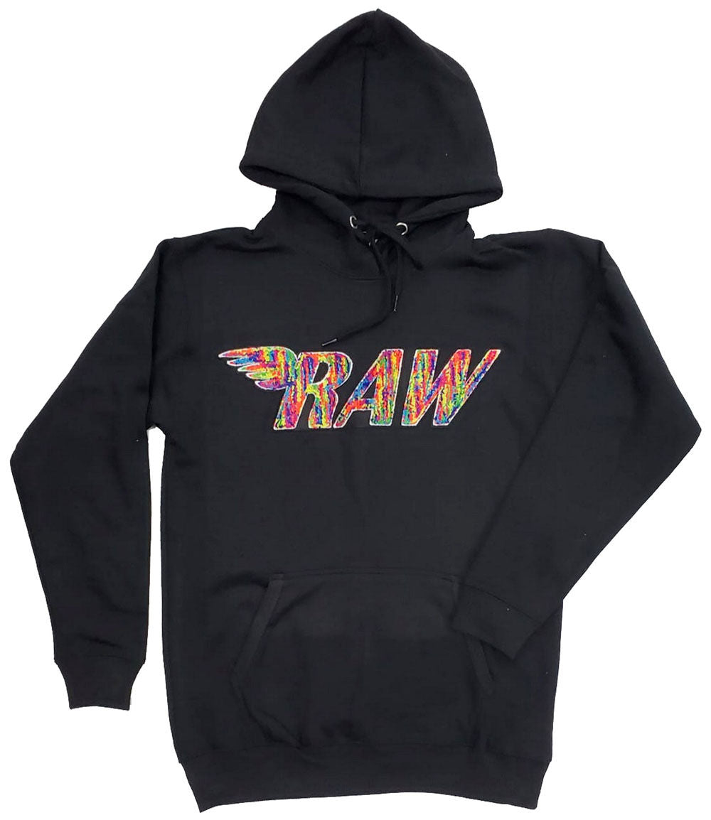 Men RAW Bel Air Chenille Hoodie - Black - Rawyalty Clothing
