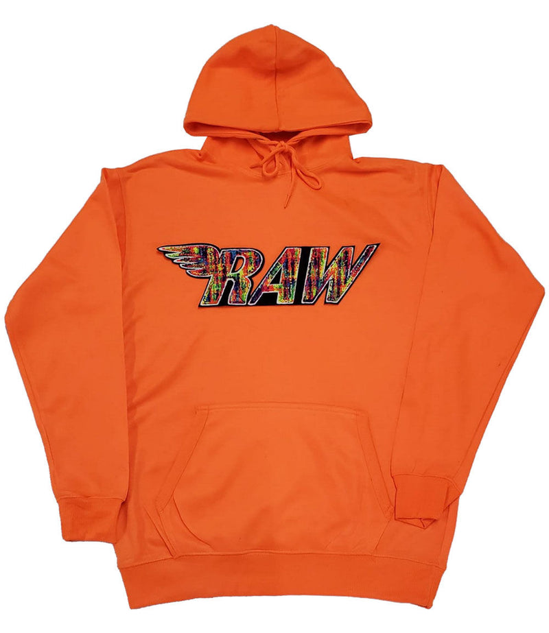 Men RAW Bel Air Chenille Hoodie - Neon Orange - Rawyalty Clothing