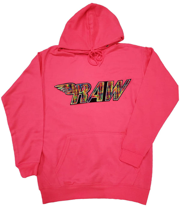 Men RAW Bel Air Chenille Hoodie - Neon Pink - Rawyalty Clothing