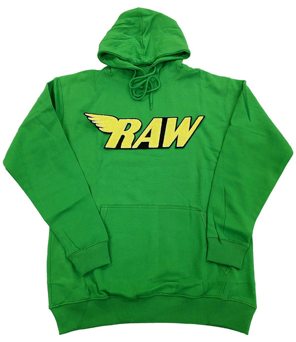 Men RAW Yellow Chenille Hoodie - Green - Rawyalty Clothing