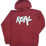 Men REAL White Chenille Hoodie - Maroon - Rawyalty Clothing