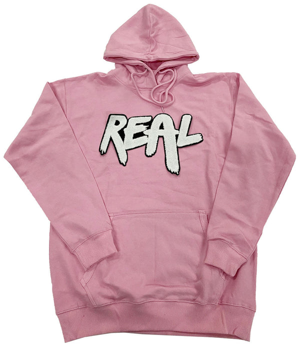 Men Real White Chenille Hoodie - Pink - Rawyalty Clothing