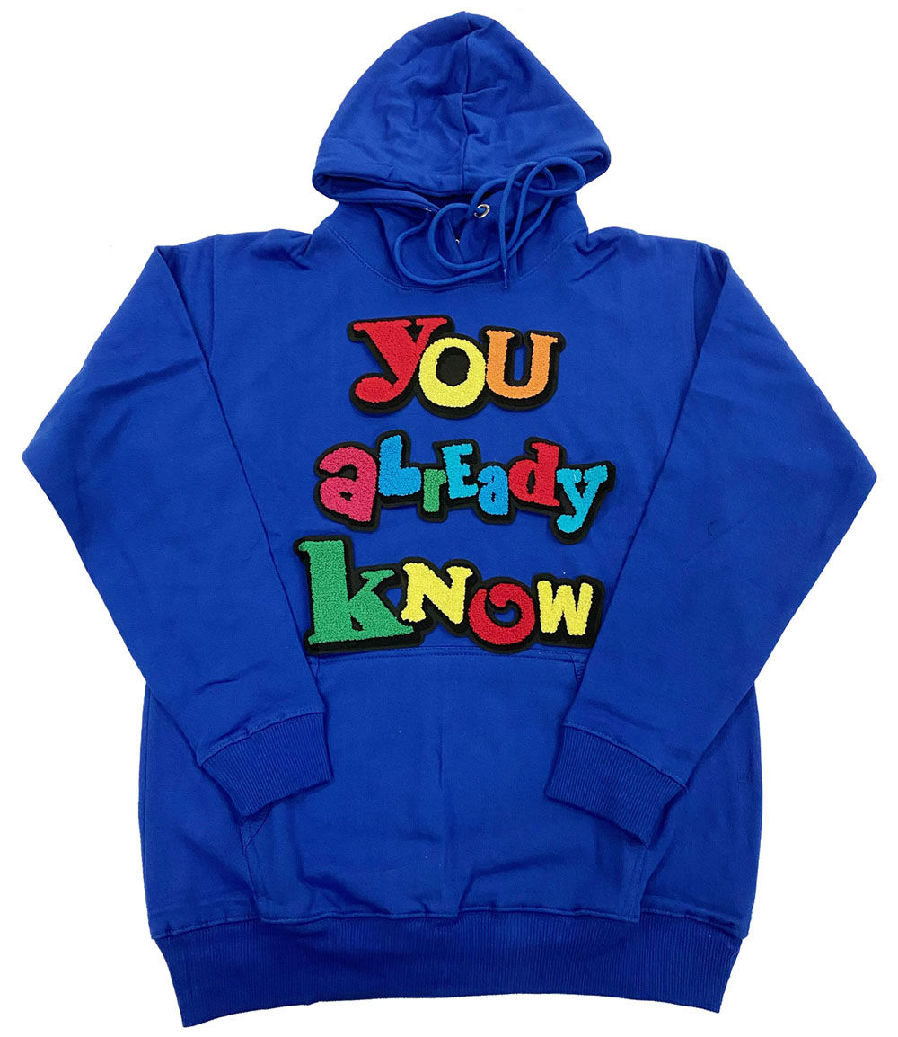 Men You already know Chenille Hoodie - Royal - Rawyalty Clothing