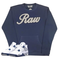 Men RAW Cursive Grey Chenille Long Sleeve Shirts - Rawyalty Clothing