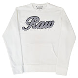 Men RAW Cursive Grey Chenille Long Sleeve Shirts - Rawyalty Clothing