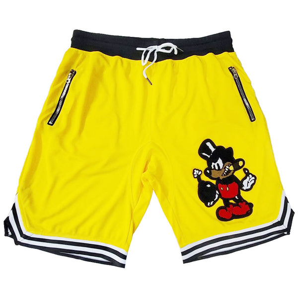 Men Bomb Chenille Mesh Shorts - Yellow - Rawyalty Clothing