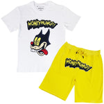 Men Cash Chenille Crew Neck T-Shirts and Cotton Shorts Set - Rawyalty Clothing