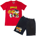 Men Rawballer Chenille Crew Neck T-Shirts and Cotton Shorts Set - Rawyalty Clothing