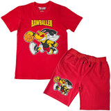 Men Rawballer Chenille Crew Neck T-Shirts and Cotton Shorts Set - Rawyalty Clothing