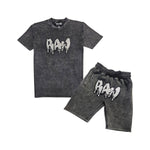 Men RAW Drip Silver Bling Crew Neck T-Shirt and Cotton Shorts Set - Rawyalty Clothing