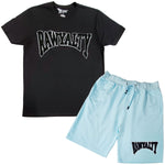 Men Rawyalty Black Chenille Crew Neck T-Shirts and Cotton Shorts Set - Rawyalty Clothing