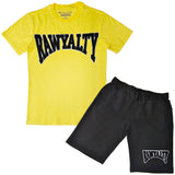 Men Rawyalty Black Chenille Crew Neck T-Shirts and Cotton Shorts Set - Rawyalty Clothing