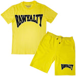 Men Rawyalty Black Chenille Crew Neck T-Shirts and Cotton Shorts Set - Rawyalty Clothing