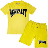 Men Rawyalty Black Chenille Crew Neck T-Shirts and Cotton Shorts Set - Rawyalty Clothing