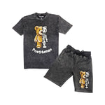 Men Teddy Robot Chenille Crew Neck T-Shirt and Cotton Shorts Set - Rawyalty Clothing