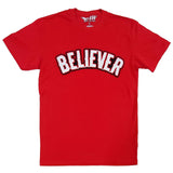 Men BELIEVER Chenille Crew Neck - Red - Rawyalty Clothing