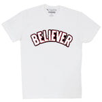 Men BELIEVER Chenille Crew Neck - White - Rawyalty Clothing