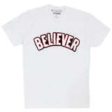 Men BELIEVER Chenille Crew Neck - White - Rawyalty Clothing