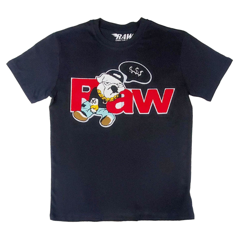 Men RAW Bulldog Chenille Crew Neck T-Shirts - Rawyalty Clothing