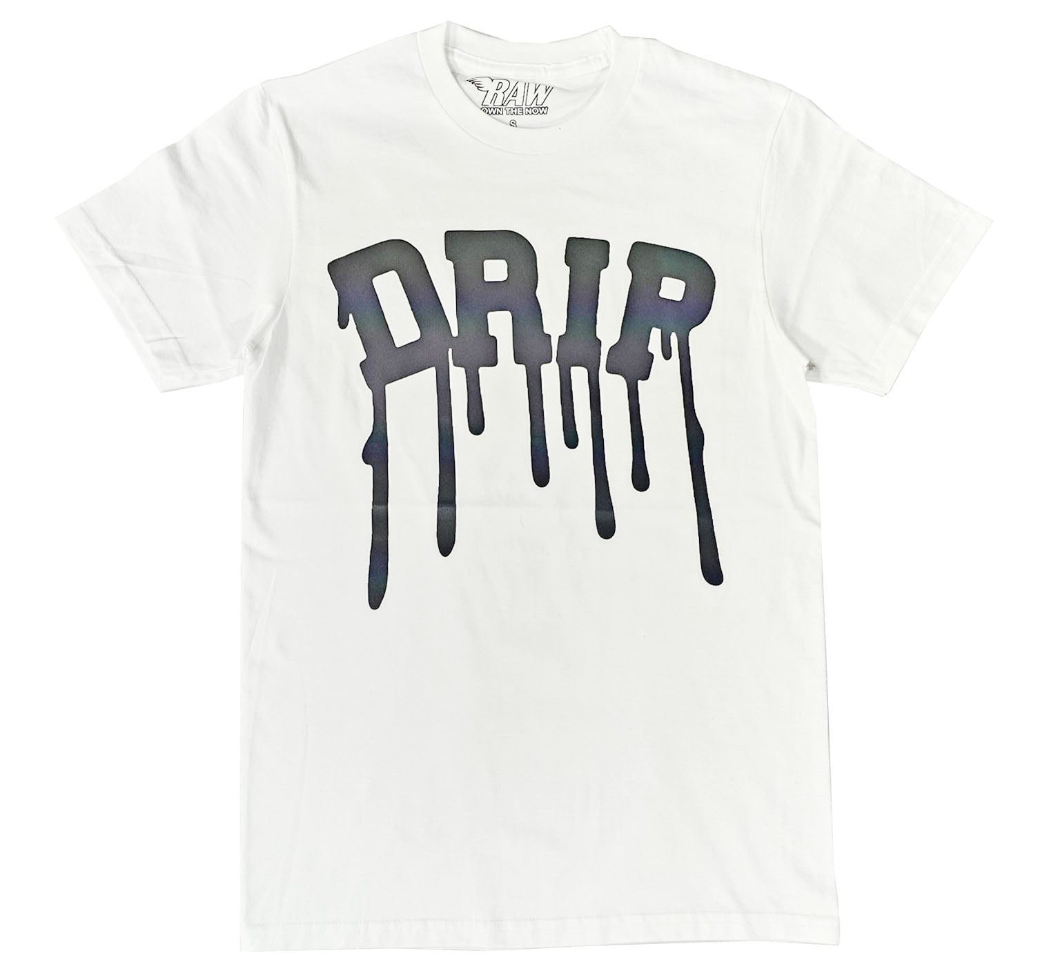 Men Iridescent DRIP Print Crew Neck T-Shirt - Rawyalty Clothing