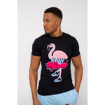 Men Flamingo Chenille Crew Neck T-Shirts - Rawyalty Clothing