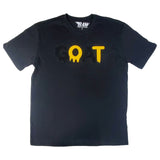 Men GOAT Black/Yellow Chenille Crew Neck T-Shirts - Rawyalty Clothing